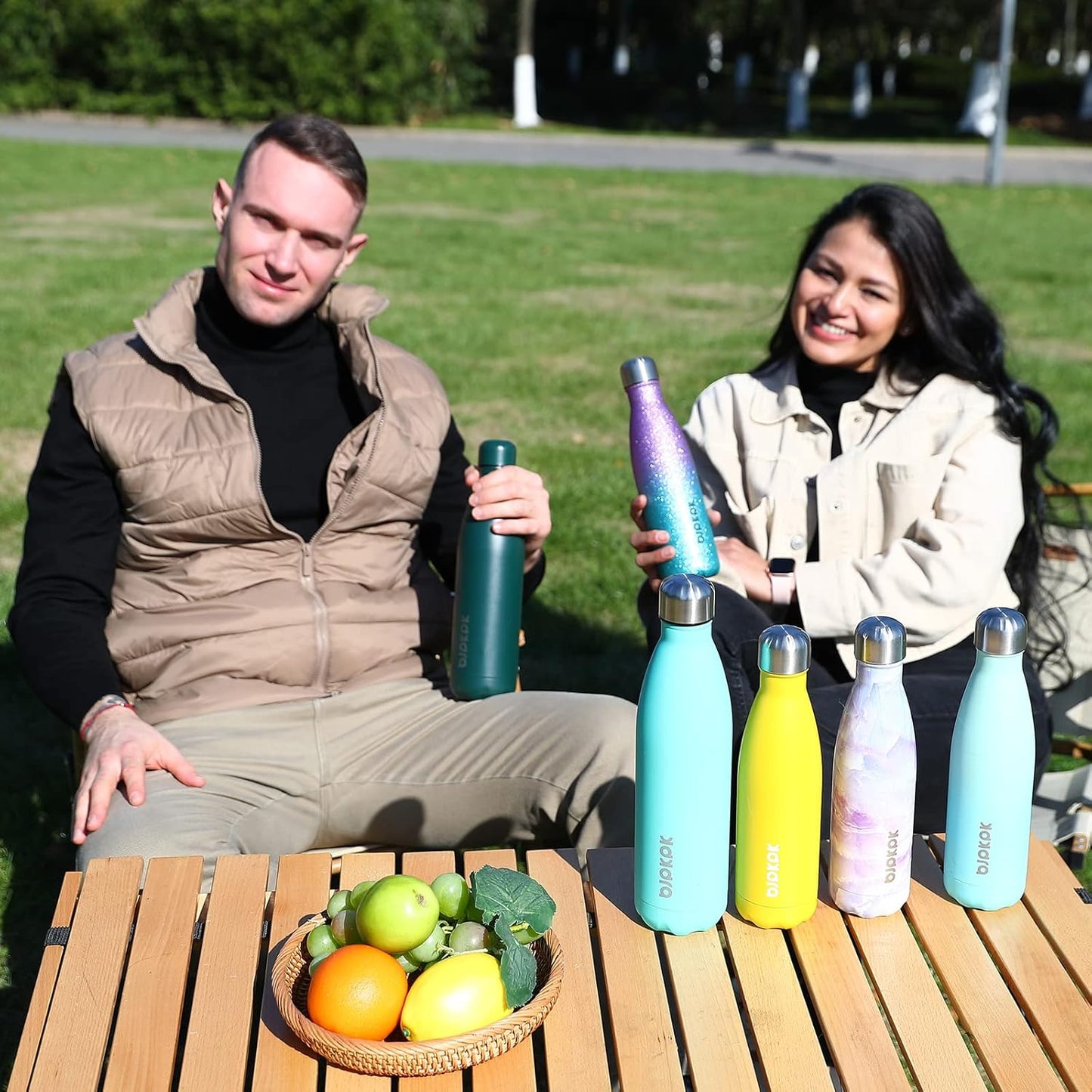 BJPKPK 17oz Insulated Stainless Steel Water Bottles,Sports Water Bottles Keep Cold for 24 Hours and Hot for 12 Hours,BPA Free for Travel,Mint