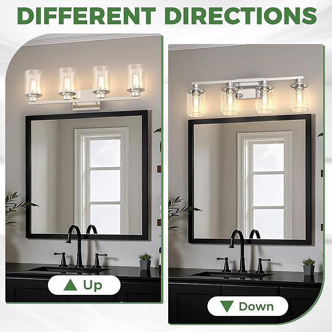 DORESshop 4-Light Vanity Light Fixtures, Nickel Bathroom Light Fixtures Over - Image 6