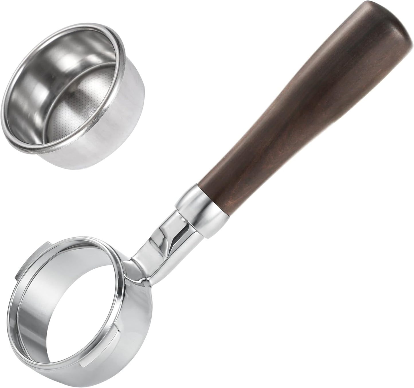 58mm Bottomless Portafilter with Double Shot Filter Basket & Wood Handle for Breville Oracle, Oracle Touch, Dual Boiler BES980XL BES990BSS BES920XL Espresso Machine