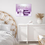 EOBTAIN Zen Framed Wall Art 20x16 Inches Purple Butterfly and Flower Stone - Image 5