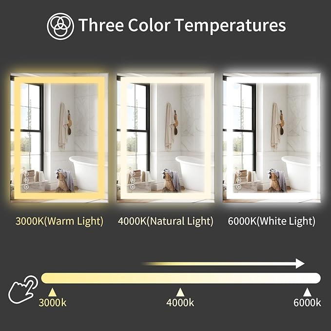 Koonmi 48"x36" LED Mirror for Bathroom, 90CRI Anti-Fog Vanity Mirror - Image 5