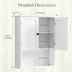 Bathroom Wall Cabinet, Over Toilet Storage Hanging Cabinet Adjustable Shelves - Image 2