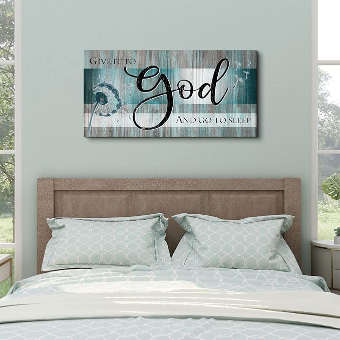 Large Christian Wall Art Bible Verses Wall Decor Give It to God and Go to Sleep - Image 2