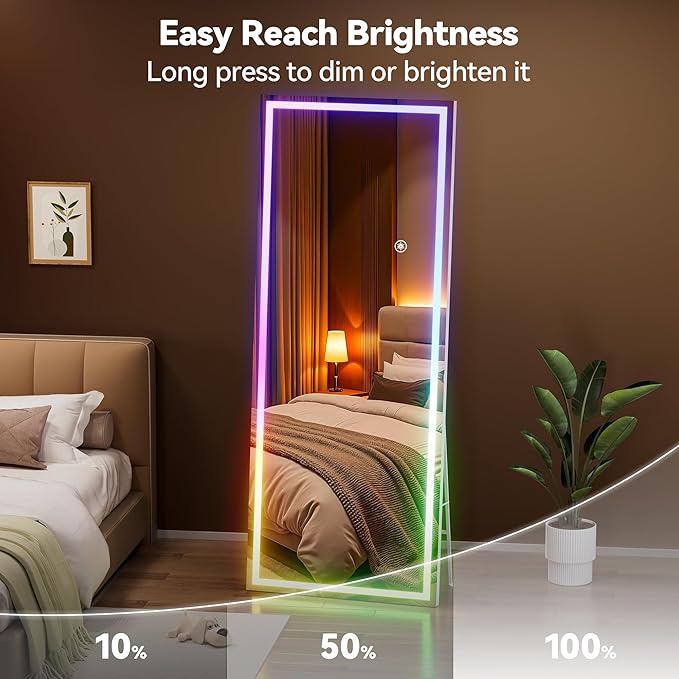 Hasipu 71"x24" LED RGB Bluetooth Full Length Mirror - Image 8