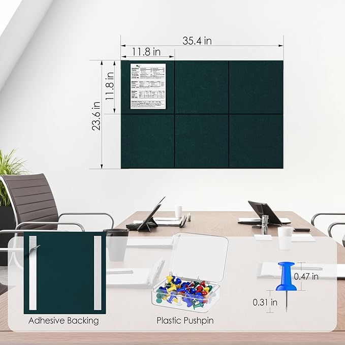 MaxGear Large Cork Board for Wall 36" x 24", Dark Green Bulletin Board - Image 4