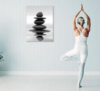 Zen Canvas Wall Art Black Stacked Stone Poster Print - Image 3