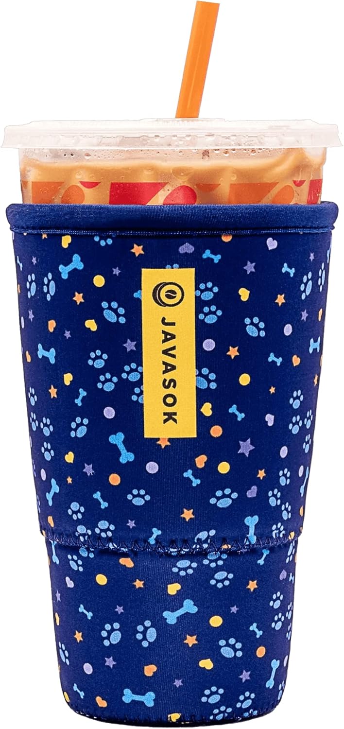 Sok It JavaSok Iced Coffee & Cold Soda Insulated Neoprene Cup Sleeve (Paws and Bones, Large: 30-32oz)