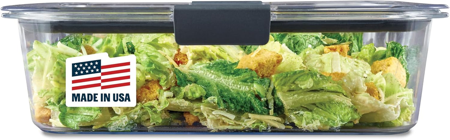 Rubbermaid Brilliance Large Food Storage Container, 9.6 Cup, BPA-Free, Leak-Proof, Clear