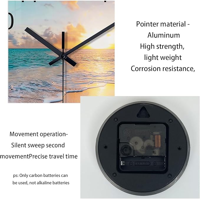 Beach Coastal Wall Clocks Battery Operated Analog Round Wall Clock - Image 9
