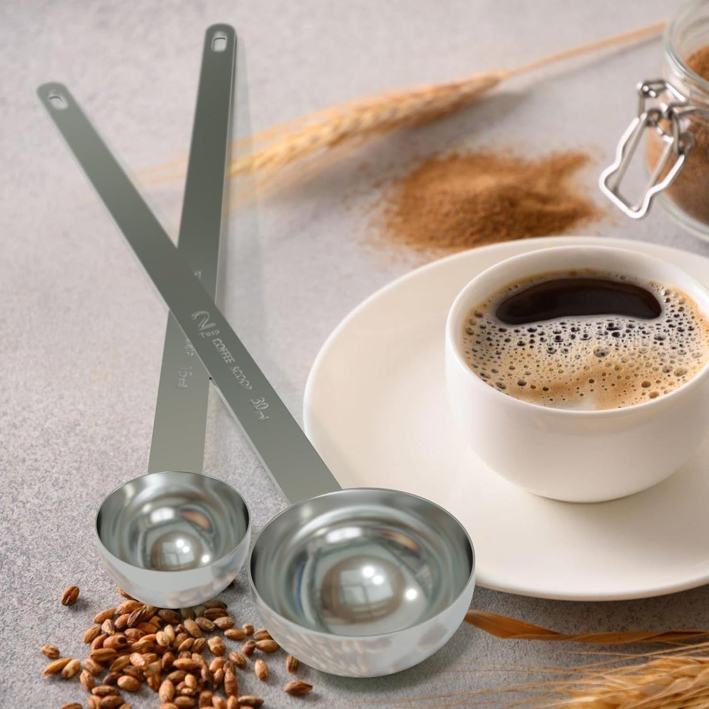 1PCS 2 Tablespoon Coffee Scoop, 9.5" Long Handle Measuring Spoon, Two tbsp (30 ml) Stainless Steel Scooper