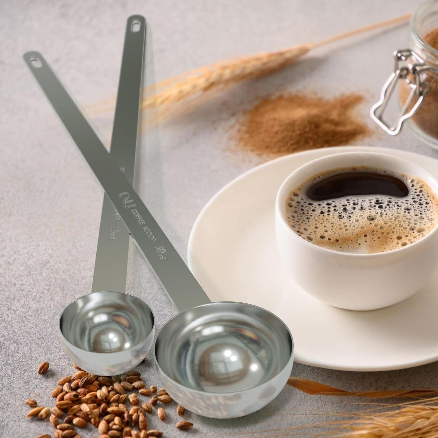 1PCS 1 Tablespoon Coffee Scoop, 9" Long Handle Measuring Spoon, One tbsp (15 ml) Stainless Steel Scooper