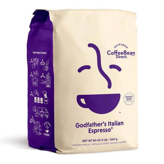 Coffee Bean Direct Godfather’s Italian Espresso®, Whole Bean Coffee, Dark Roast, 5 Pound Bag (Pack of 1)
