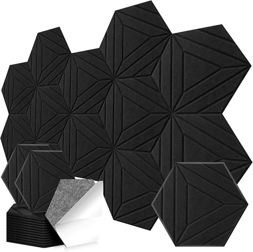 12 Pack Hexagon Acoustic Panels, DIY Sound Proof Foam Panels by Junwisun