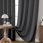 CUCRAF Dark Grey Blackout Curtains 84 inch Length 2 Panels Set, Rod Pocket Room - Image 5