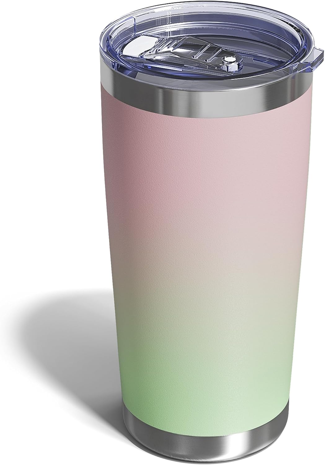 Travel Coffee Tumbler 20oz, 1 Pack Leakproof Travel Coffee Mug with Lid and Straw, Stainless Steel Double Wall Vacuum Insulated Tumbler for Hot/Iced Drinks (Textured Matte, Pink/Mint Green)