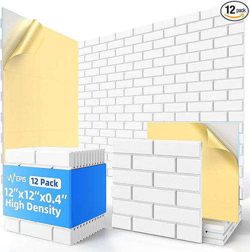 12 Pack Acoustic Panels with Self Adhesive, Soundproof Wall Panels, Brick Sound by NEPIS