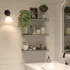 WOPITUES Floating Shelves with Black Metal Guardrail, Shelves - Image 5