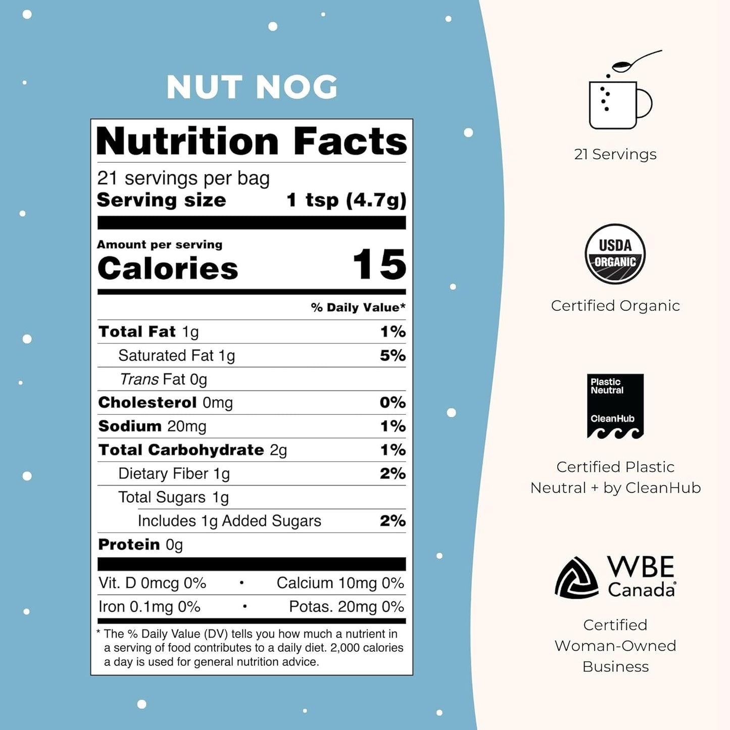 Blume Superfood Latte Nut Nog - Nut and Dairy Free Egg Nog Latte - Vegan, Organic & Gluten Free - 21 Servings100g