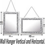 2 Piece Wall Mirrors, Crush Diamond Wall Décor Silver Decorative Mirrors - Image 7