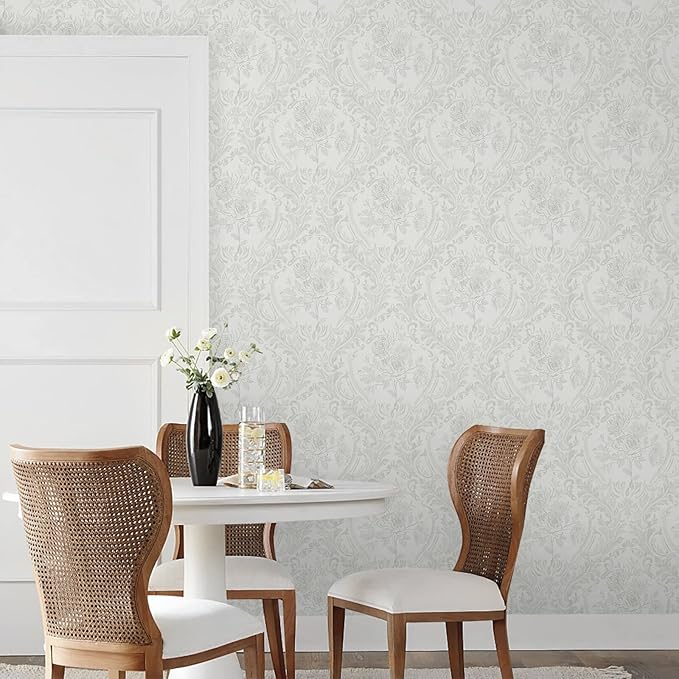Ismoon Peel and Stick Wallpaper Vintage Floral Contact Paper Boho White and - Image 6