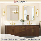 Keonjinn Gold Bathroom Mirrors for Over Sink, 28” x 36” Rounded Rectangle - Image 2