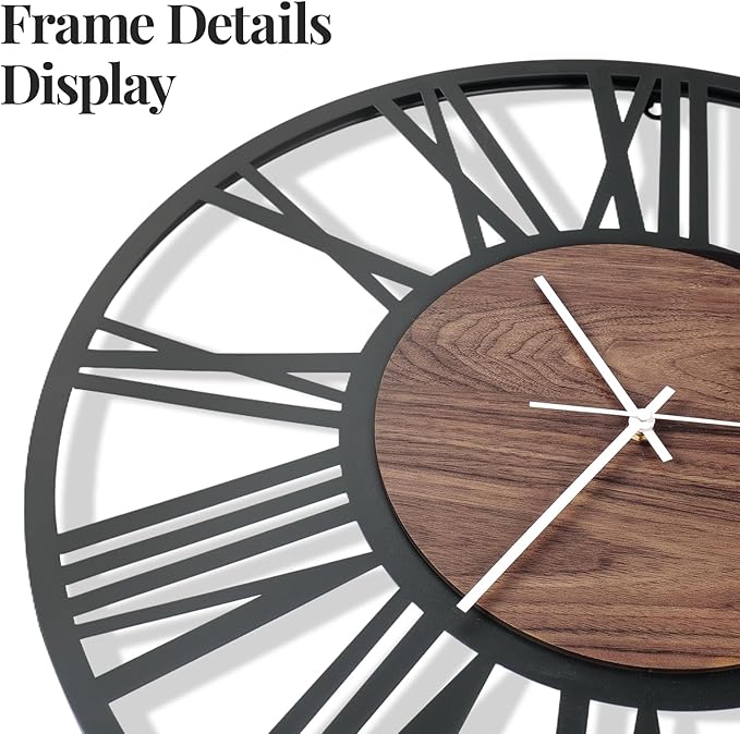 Cuspin 24 Inch Large Wall Clock, Silent Non Ticking Battery Operated Roman - Image 4