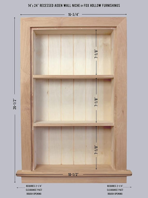 14x24 Aiden Recessed Wall Niche Medicine Cabinet Replacement, in The Wall - Image 2