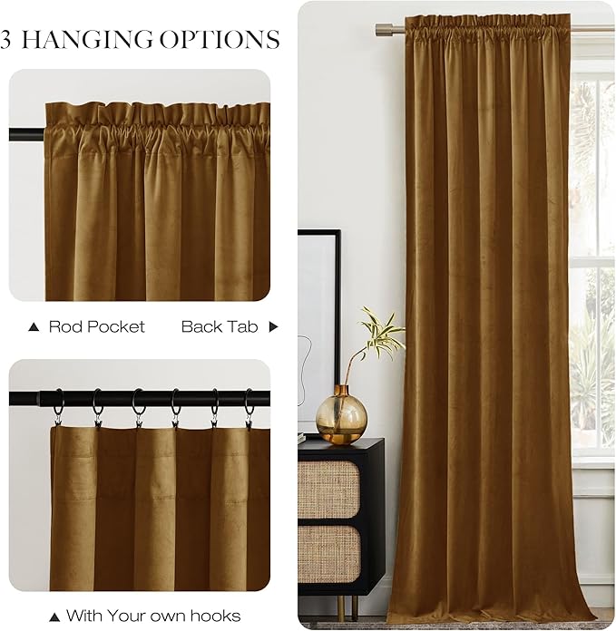 NICETOWN Gold Brown Velvet Curtains - Image 5