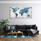 Teal Decor World Map Canvas Art Pictures - Image 6