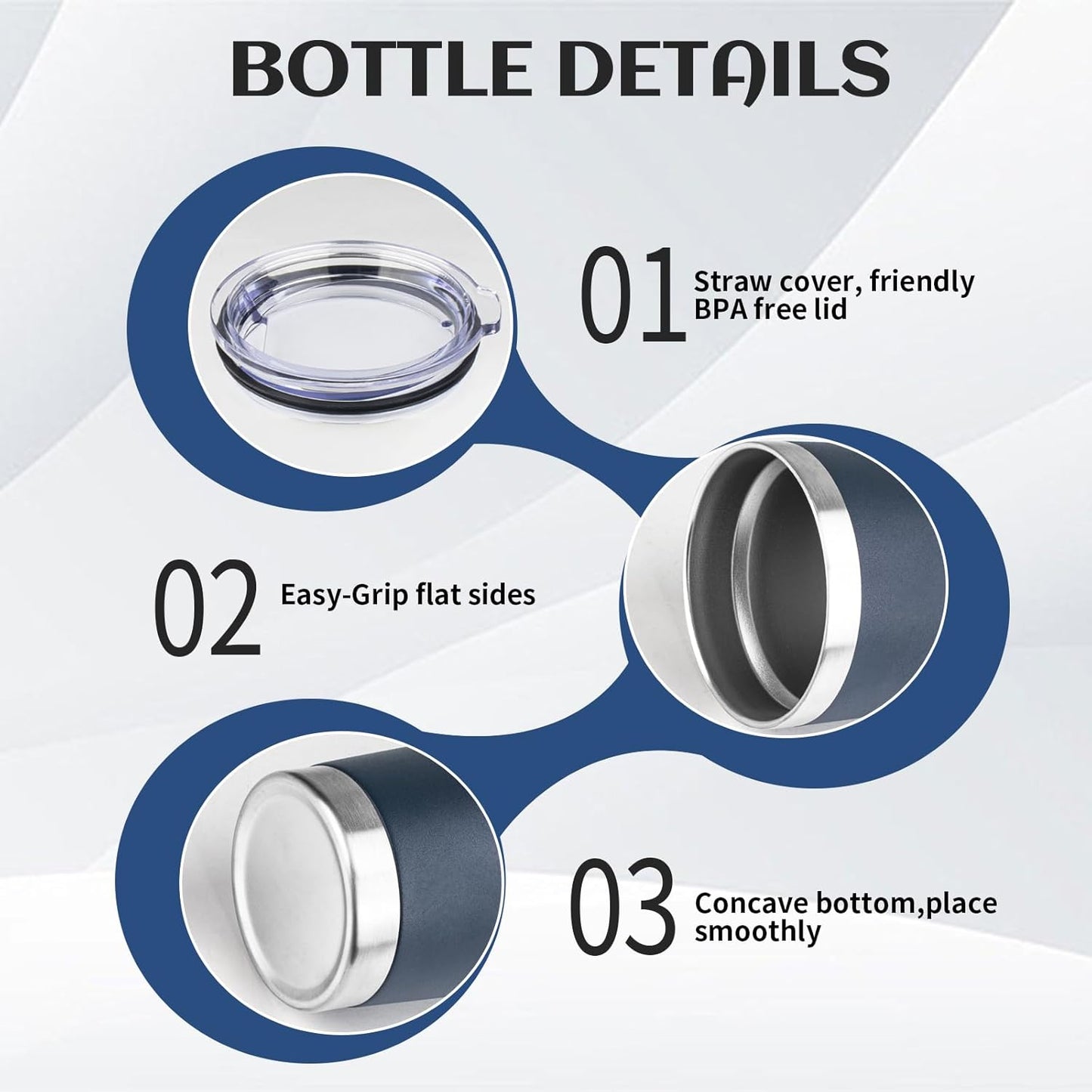 StarSpeed 20oz Tumbler Bulk with Lid, Stainless Steel Insulated Tumblers Double Wall Vacuum Insulated Travel Mug, Powder Coated Coffee Cups for Hot and Cold Drinks(Navy Blue,8)