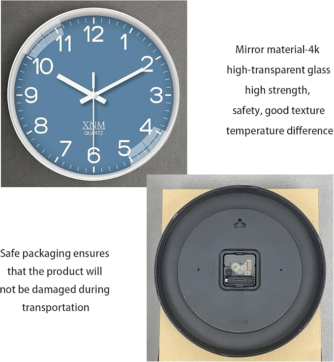 XNM 14 Inch Blue Minimalist Wall Clocks Battery Operated Analog Clock Decorative - Image 7