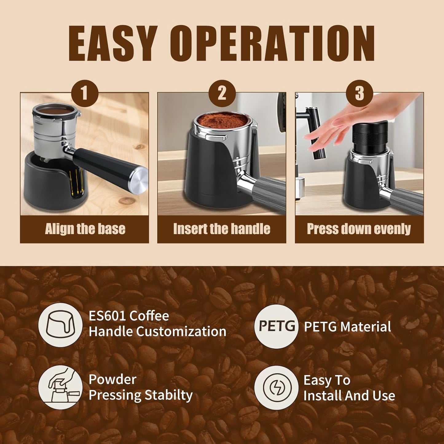 Coffee Tamper Base for Ninja Espresso ES601, Improves Tamping Stability and Extraction, Anti-Slip PETG Base Accessories for Ninja Luxe Cafe Machine