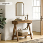 WallBeyond Wood Frame Wall Mirror Rounded Corner Arch Rectangle Mirror - Image 3