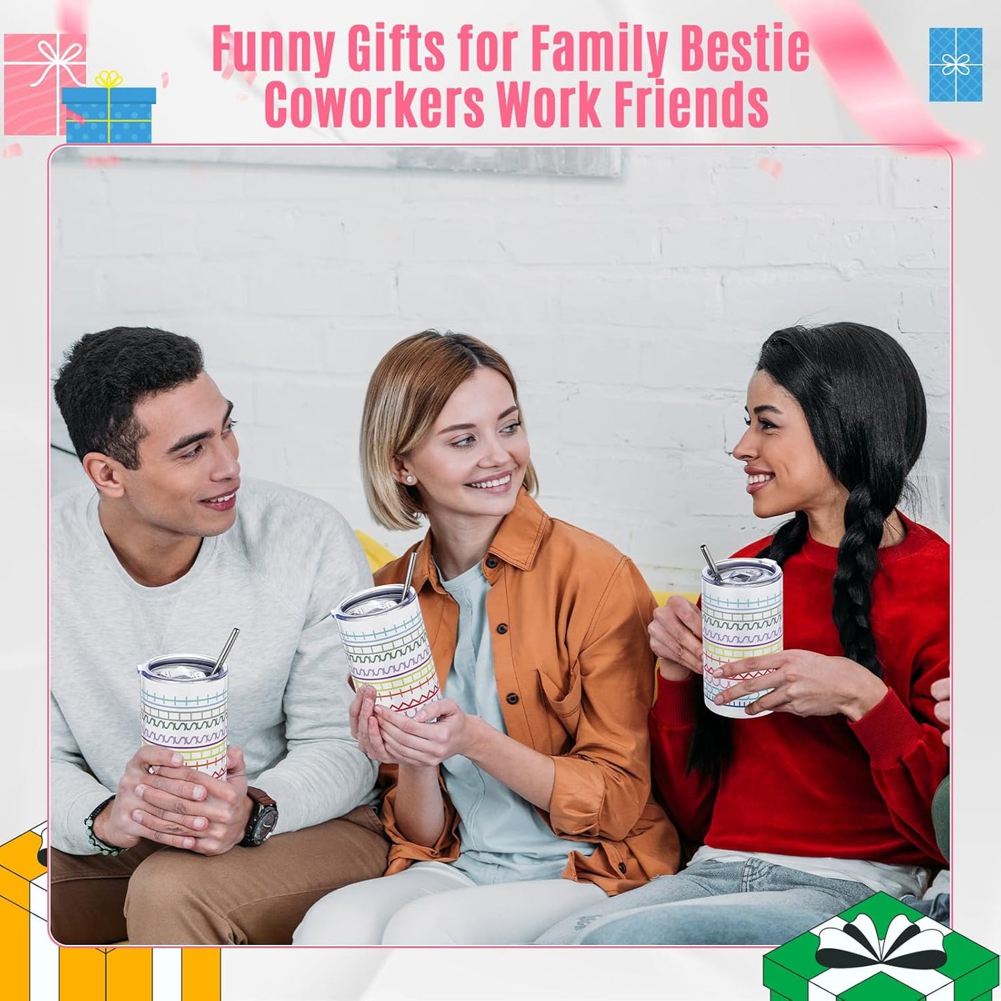 Geiserailie Hidden Message Tumbler Coffee Travel Insulated Mug Skinny Tumbler with Lid and Straw Gift Cup for Bestie Friend Coworker(12 oz)