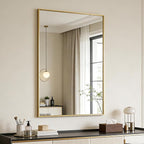Bathroom Mirror for Wall, 36x24 Inch Metal Framed Mirror, Brushed Gold - Image 9