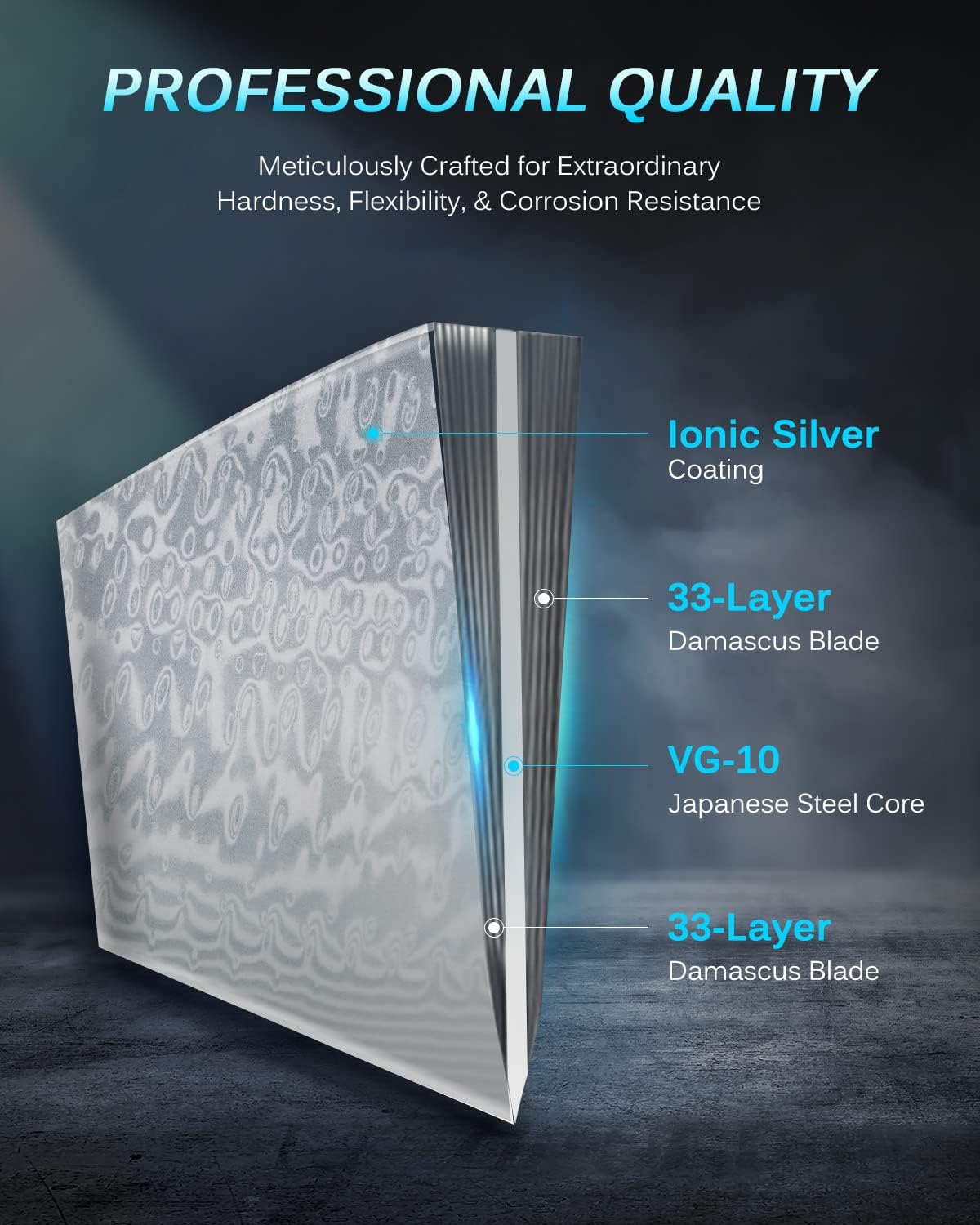 KYOKU Gin Series 7" Santoku Knife, Japanese Chef Knife VG10 Damascus Stainless Steel Kitchen Knife with Silver Ion Blade G10 Handle Mosaic Pin