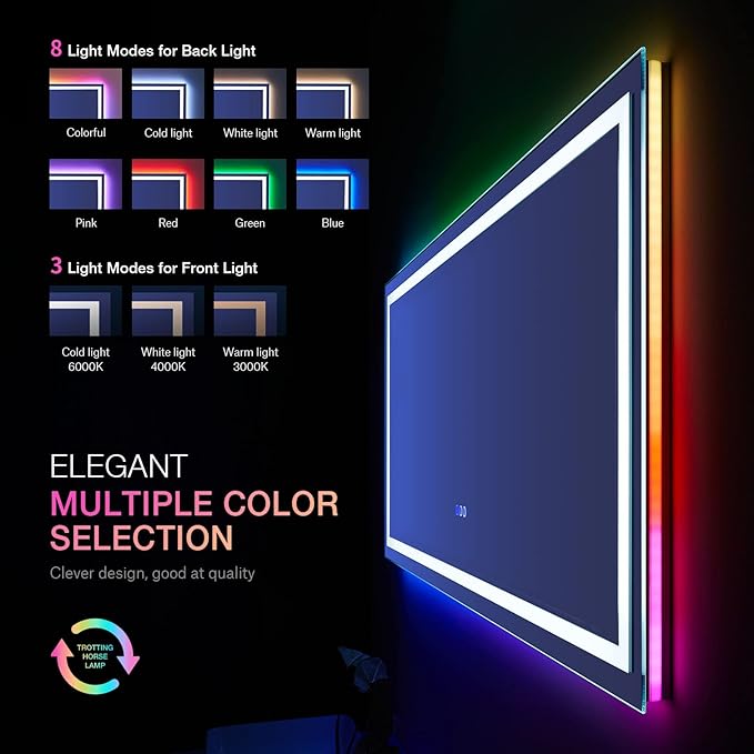LOAAO 60X28 RGB LED Bathroom Mirror - Image 4