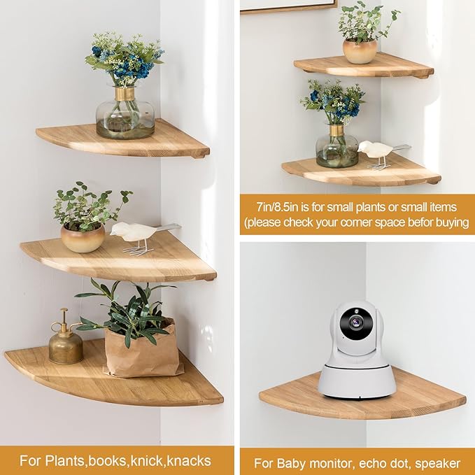 Corner Shelves, Floating Corner Shelf, Round End Wall Mount Display Shelf - Image 4