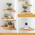 Corner Shelf, 12inch Solid Oak Wood Floating Corner Shelves Wall Mount Round - Image 5