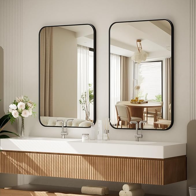 BEAUTYPEAK 26" x 38" Rectangular Aluminum Alloy Frame Wall Mounted Bathroom - Image 5