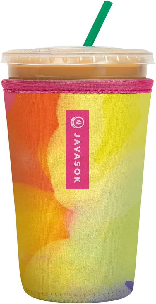 Sok It JavaSok Iced Coffee & Cold Soda Insulated Neoprene Cup Sleeve (Color Burst, Medium: 22-28oz)