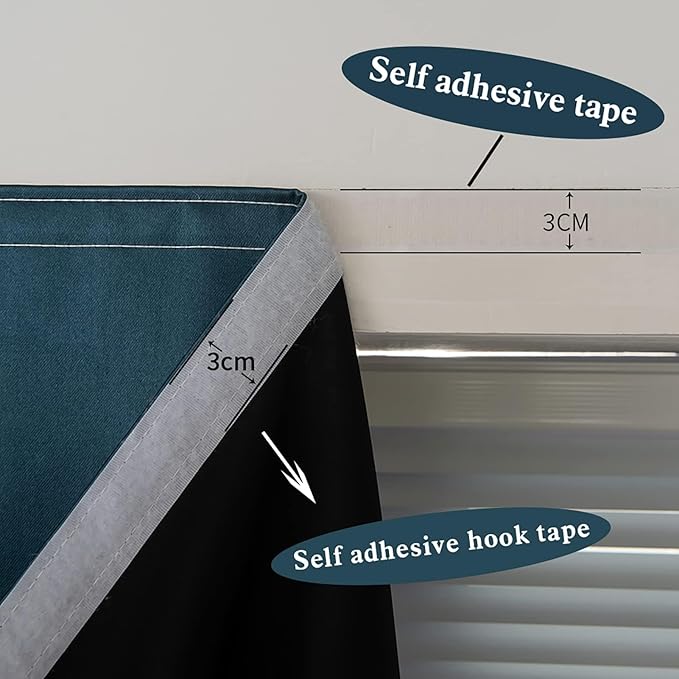 AJAZZ Self Adhesive Curtains 100% Blackout Shades Window Cover Sticky Curtain - Image 6