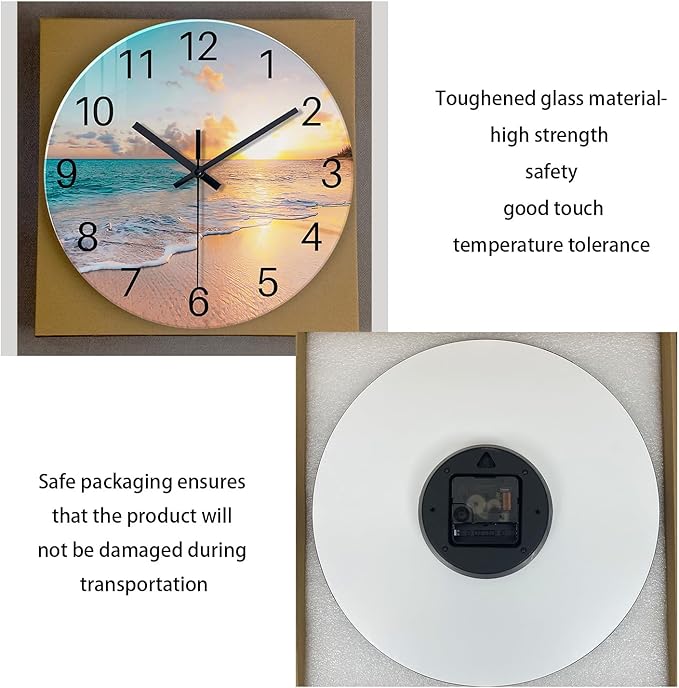 Beach Coastal Wall Clocks Battery Operated Analog Round Wall Clock - Image 8
