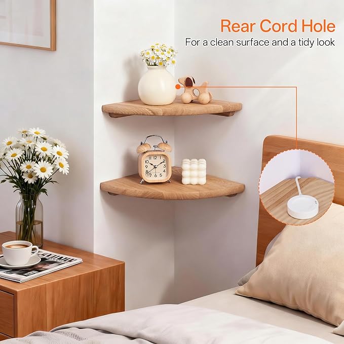 Gieanoo Corner Wall Shelf, 12inch Solid Oak Wood Floating Corner Shelf - Image 4