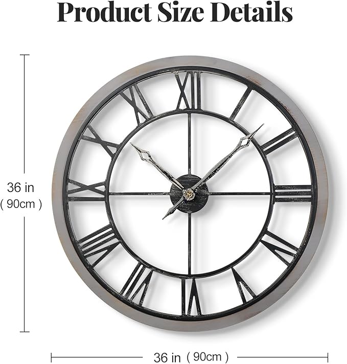 Cuspin 36 Inch Large Farmhouse Wall Clock - Image 2