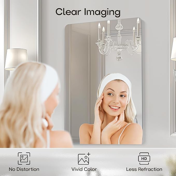 USHOWER 2-Pack Frameless Bathroom Mirror 20X30 Inch, Rectangle Wall Vanity - Image 2