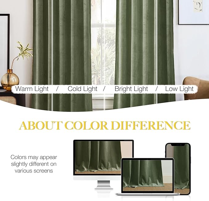 NICETOWN Sage Green Curtains 96 inches Long 2 Panels, Farmhouse and Sleek - Image 3