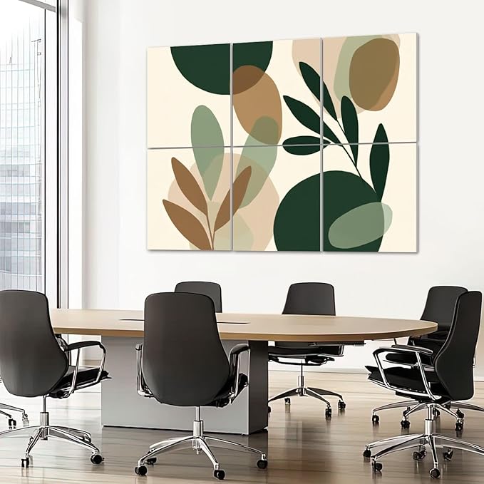 6 Pack Art Acoustic Panels Sound Absorbing Boho Botanical Leaf Orange Green - Image 7