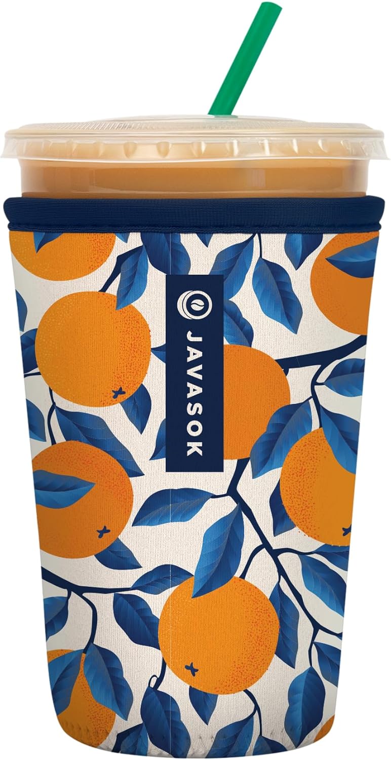 Sok It JavaSok Iced Coffee & Cold Soda Insulated Neoprene Cup Sleeve (Peel the Love, Medium: 22-28oz)