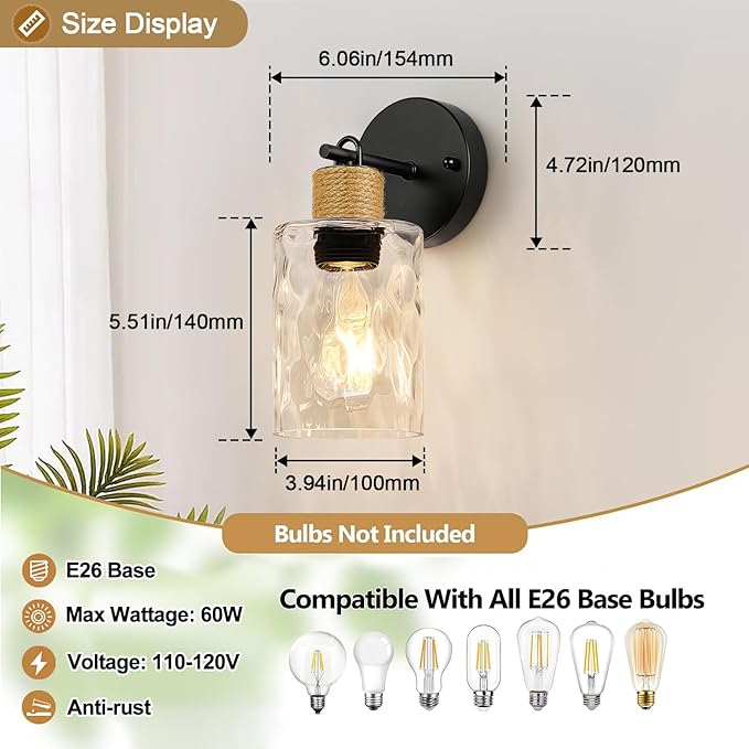 MOKATNG Set of 2 Wall Sconces for Bathroom, Coastal Modern Vanity Lights - Image 7